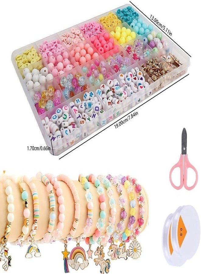 PRAMANTA Bracelet Jewellery Making kit - Included 900pcs Clay Beads, 120pcs Pony Kandi Beads, 100pcs Rainbow Bead, 200pcs Letter Alphabet Flower Pearl Butterfly Fruit Star Heart - Image 3